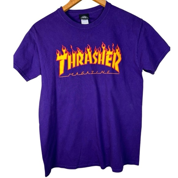 Thrasher Other - Thrasher Magazine Skate Flamed Logo Purple streetwear T-Shirt Size: M